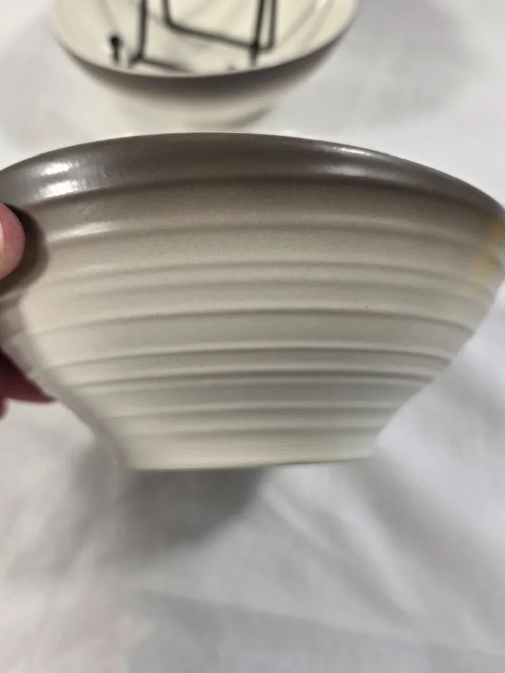 TWO Mikasa Swirl Ombre Mocha Soup Cereal Bowls White with Mocha Border